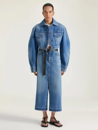 Midi-broekrok van middelblauwe denim