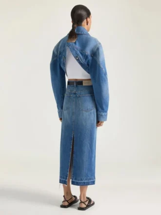 Midi-broekrok van middelblauwe denim