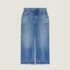 Midi-broekrok van middelblauwe denim Midi-broekrok van middelblauwe denim
