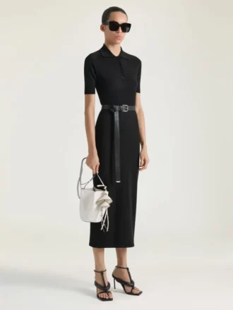 Midi-polojurk van gebreide stof met second skin-effect Midi-polojurk van gebreide stof met second skin-effect