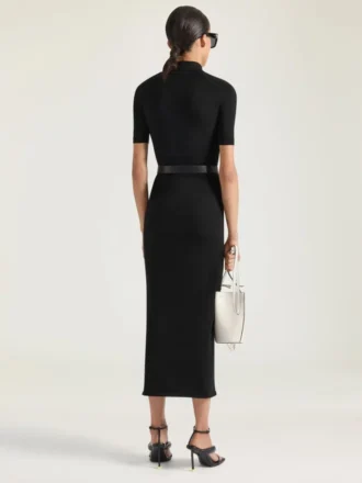 Midi-polojurk van gebreide stof met second skin-effect Midi-polojurk van gebreide stof met second skin-effect