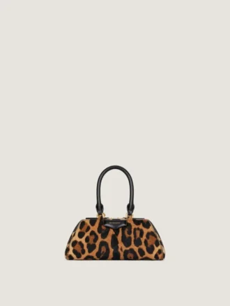 Mini Antigona East-West-tas van leer met luipaardprint