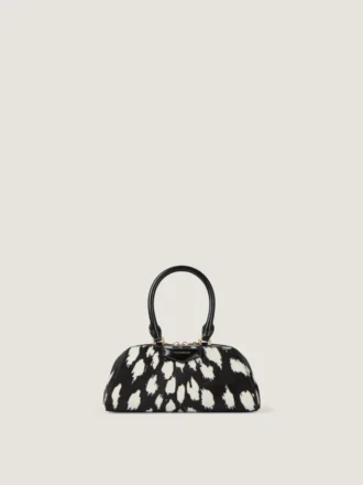 Mini Antigona East-West-tas van leer met pony-effect en dierenprint