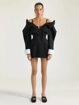 Mini-jurk met splitten van wol