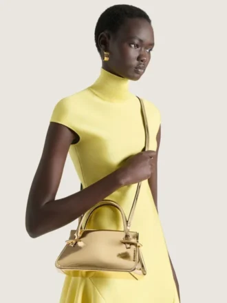 Mini Pinch-tas van leer met spiegeleffect
