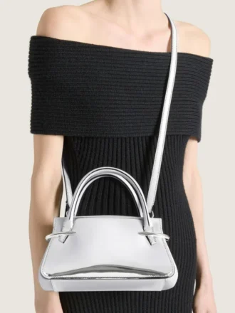 Mini Pinch-tas van leer met spiegeleffect