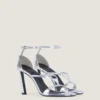 Naked sandalen met hak van leer met spiegeleffect Naked sandalen met hak van leer met spiegeleffect