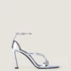 Naked sandalen met hak van leer met spiegeleffect Naked sandalen met hak van leer met spiegeleffect