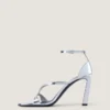 Naked sandalen met hak van leer met spiegeleffect Naked sandalen met hak van leer met spiegeleffect