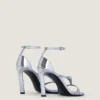 Naked sandalen met hak van leer met spiegeleffect Naked sandalen met hak van leer met spiegeleffect