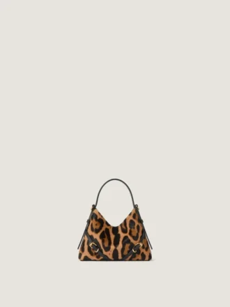Nano Voyou Bag van leer met pony-effect en luipaardpatroon