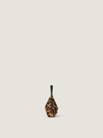 Nano Voyou Bag van leer met pony-effect en luipaardpatroon