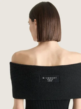 Off-shoulder mini-jurk van wol