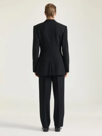 Op maat gemaakte broek met dubbele plooi van wollen twill