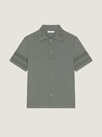 Overhemd van katoengebreid met mesh-details