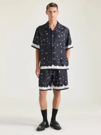 Bermudashort van zijde met bloemenprint