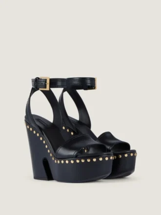 Platformclogs van leer met studs