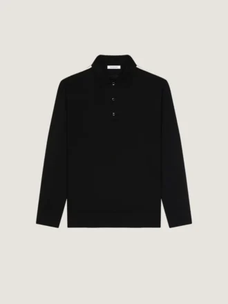Polo van wol met grosgrain-details