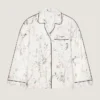 Pyjamashemd van zijde met bloemenprint
