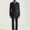 Rechte, op maat gemaakte broek van gestreepte wol Rechte, op maat gemaakte broek van gestreepte wol