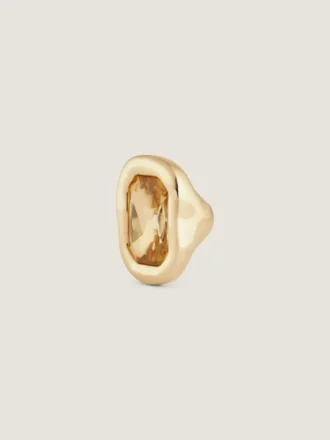 Sculpturale kristallen ring van metaal en kristal