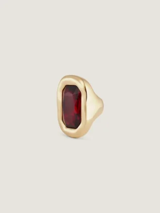 Sculpturale kristallen ring van metaal en kristal