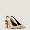 Slingbacks met tape in leer met spiegeleffect Slingbacks met tape in leer met spiegeleffect