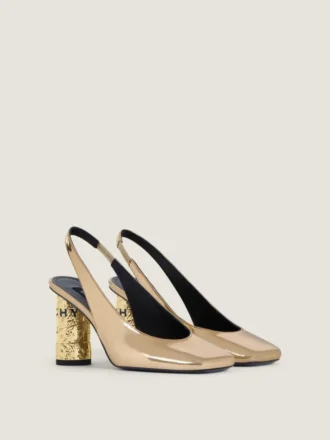 Slingbacks met tape in leer met spiegeleffect