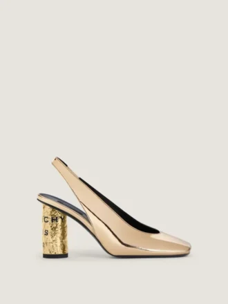Slingbacks met tape in leer met spiegeleffect