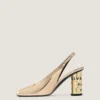 Slingbacks met tape in leer met spiegeleffect Slingbacks met tape in leer met spiegeleffect