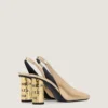 Slingbacks met tape in leer met spiegeleffect Slingbacks met tape in leer met spiegeleffect