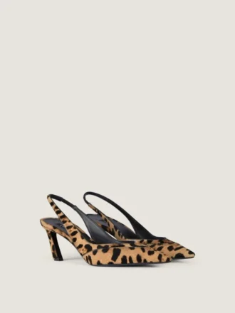 Spiky slingbacks van pony-effect leer met luipaardpatroon