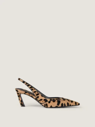 Spiky slingbacks van pony-effect leer met luipaardpatroon