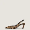Spiky slingbacks van pony-effect leer met luipaardpatroon Spiky slingbacks van pony-effect leer met luipaardpatroon