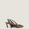 Spiky slingbacks van pony-effect leer met luipaardpatroon Spiky slingbacks van pony-effect leer met luipaardpatroon