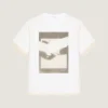 T-shirt van katoen en organza met surrealistische print
