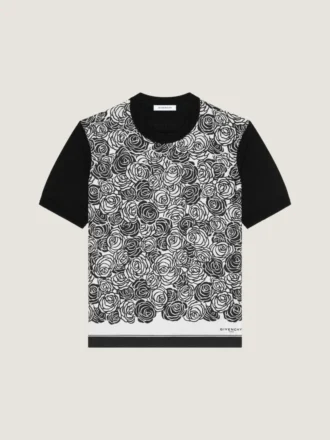 T-shirt van katoenen tricot met bloemenprint