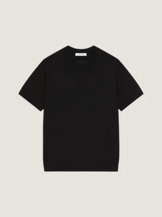 T-shirt van katoenen tricot met grosgrain-details