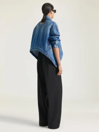 Trapeze-jasje van middenblauw denim