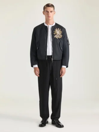 Broek met meerdere ritsen van wolcrêpe