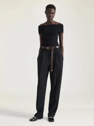 voyou riem van glanzend leer 2 1 330x440 - Broek met dubbele plooien van wol