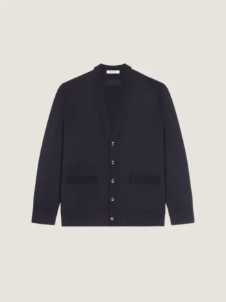 Wollen vest met grosgrain-details