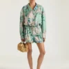 Zijden short met rozenprint