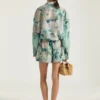 Zijden short met rozenprint